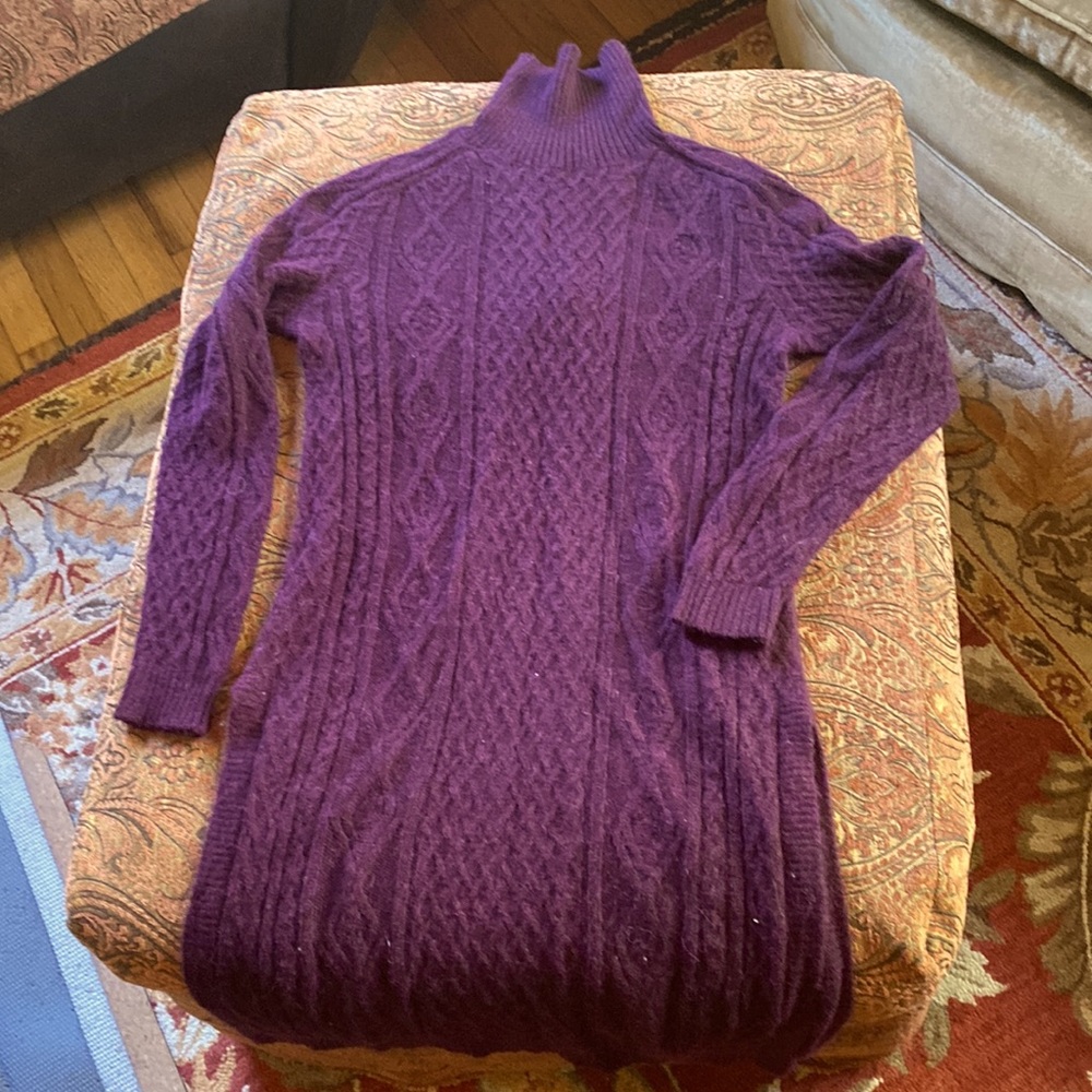 Peruvian Connection Royal Alpaca Tunic Sweater dress burgundy Merlot NEW S
